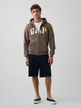 Felpa con cappuccio e zip per adulti Vintagesoft Arch Logo