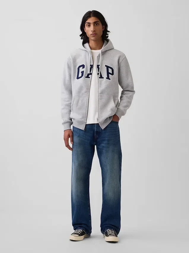Felpa con cappuccio e zip per adulti Vintagesoft Arch Logo
