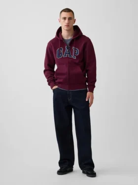 Felpa con cappuccio e zip per adulti Vintagesoft Arch Logo