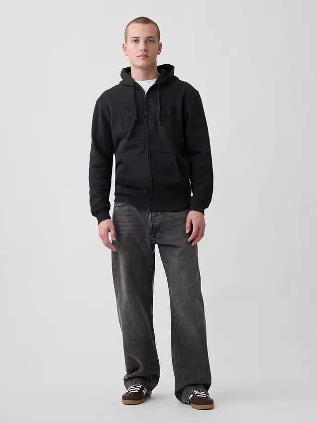 Felpa con cappuccio e zip per adulti Vintagesoft Arch Logo