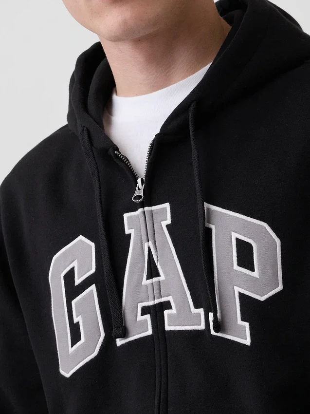 Felpa con cappuccio e zip per adulti Vintagesoft Arch Logo