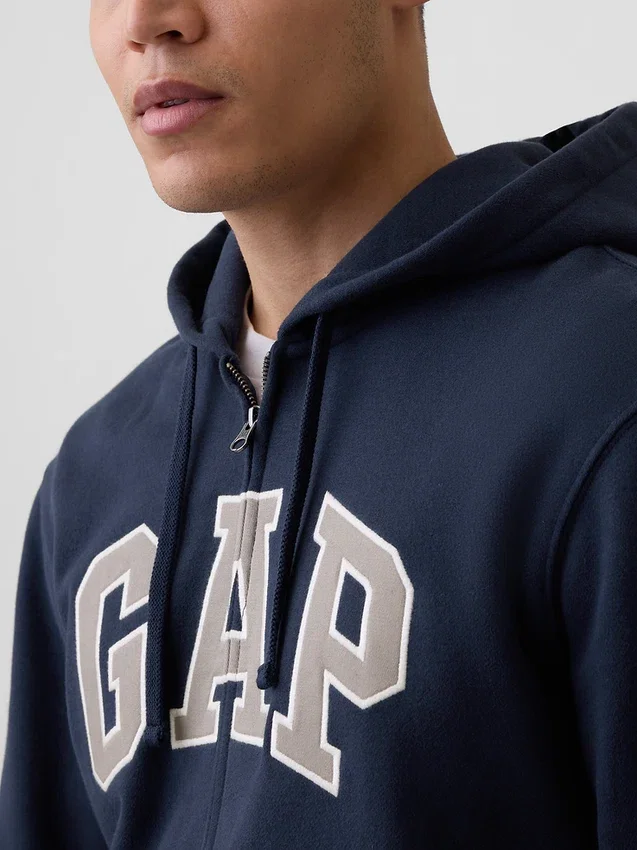Felpa con cappuccio e zip per adulti Vintagesoft Arch Logo