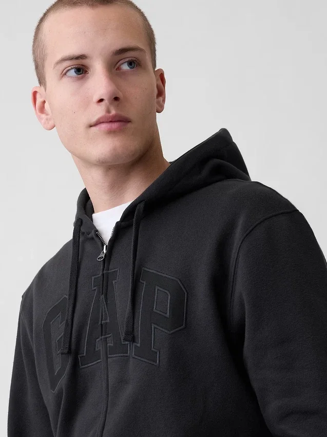Felpa con cappuccio e zip per adulti Vintagesoft Arch Logo