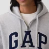 Felpa con cappuccio e zip per adulti Vintagesoft Arch Logo