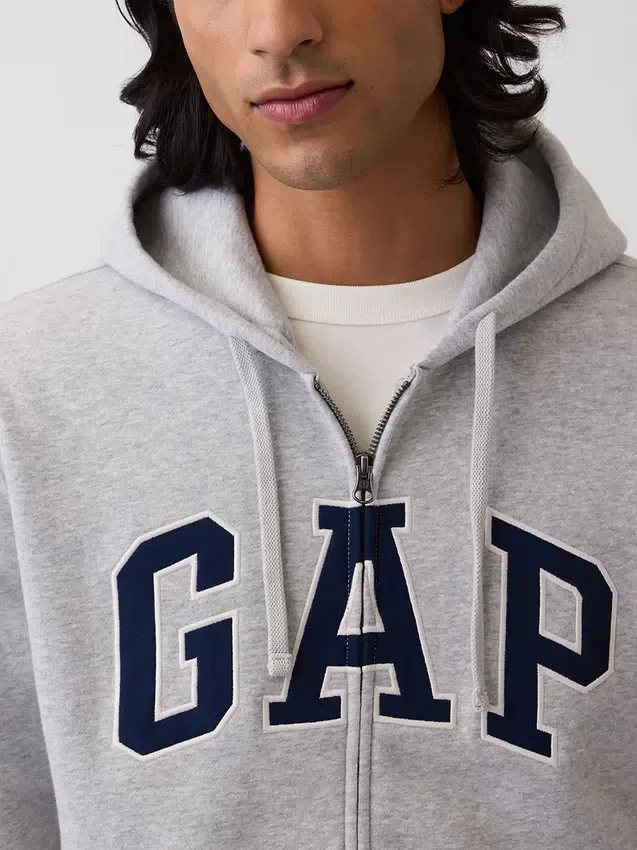 Felpa con cappuccio e zip per adulti Vintagesoft Arch Logo