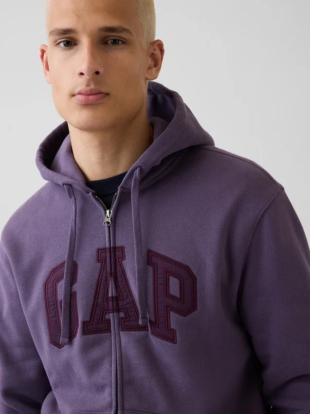 Felpa con cappuccio e zip per adulti Vintagesoft Arch Logo