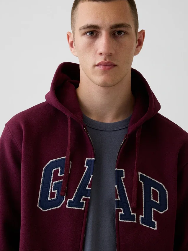 Felpa con cappuccio e zip per adulti Vintagesoft Arch Logo