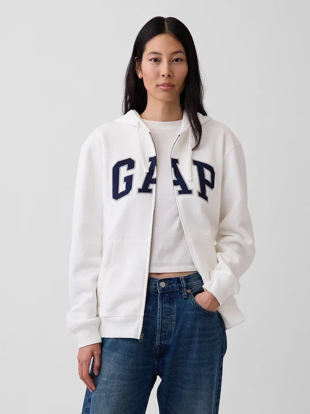 Felpa con cappuccio e zip per adulti Vintagesoft Arch Logo