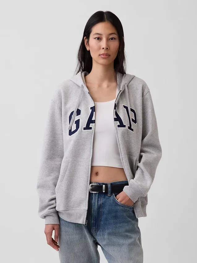 Felpa con cappuccio e zip per adulti Vintagesoft Arch Logo