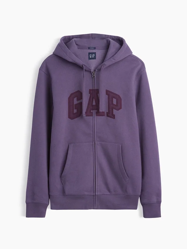 Felpa con cappuccio e zip per adulti Vintagesoft Arch Logo