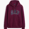 Felpa con cappuccio e zip per adulti Vintagesoft Arch Logo