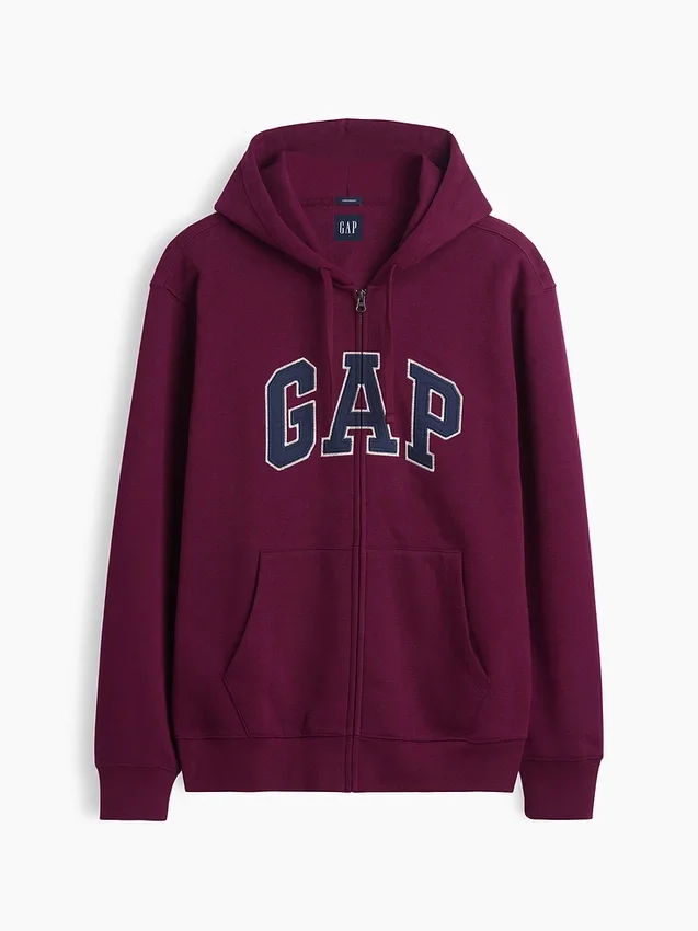 Felpa con cappuccio e zip per adulti Vintagesoft Arch Logo