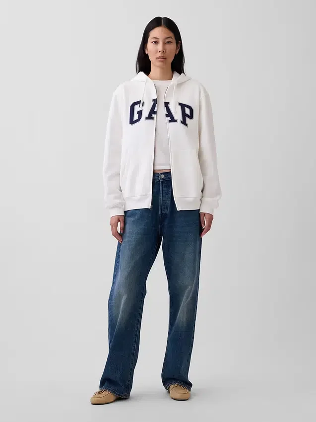 Felpa con cappuccio e zip per adulti Vintagesoft Arch Logo