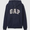 Felpa con cappuccio e zip per adulti Vintagesoft Arch Logo