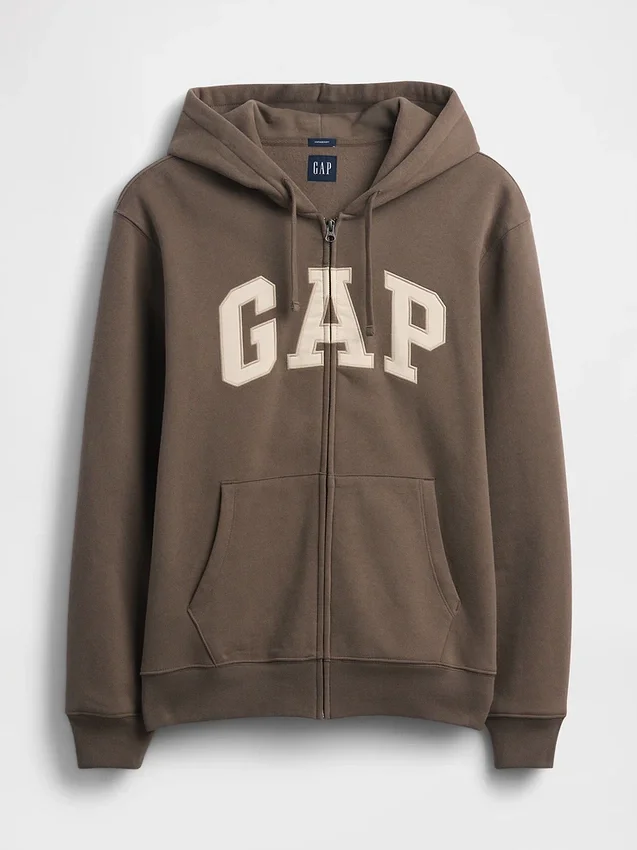 Felpa con cappuccio e zip per adulti Vintagesoft Arch Logo