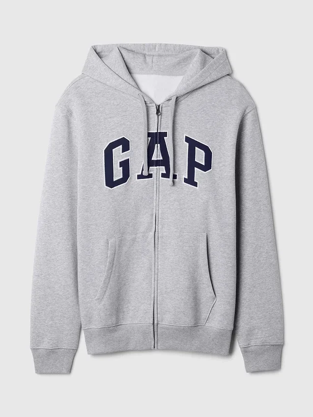 Felpa con cappuccio e zip per adulti Vintagesoft Arch Logo