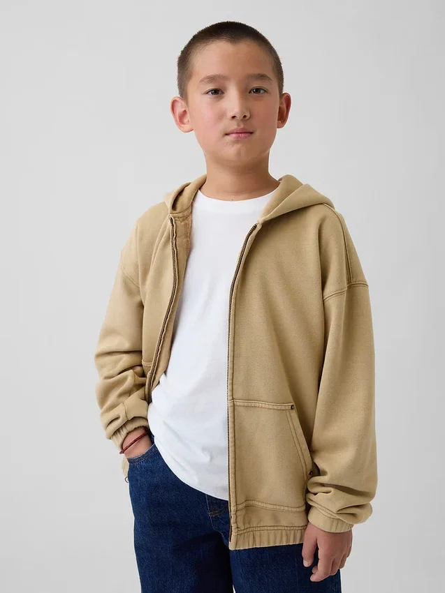 Felpa con cappuccio e zip per bambini Vintagesoft dal taglio comodo