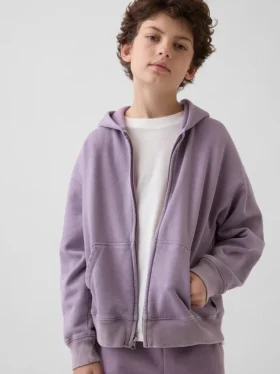 Felpa con cappuccio e zip per bambini Vintagesoft dal taglio comodo