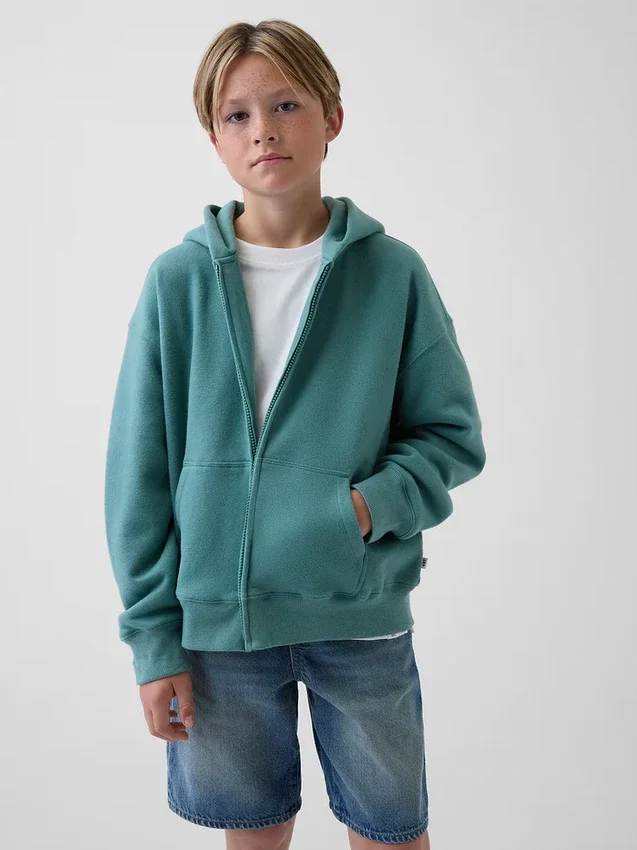 Felpa con cappuccio e zip per bambini Vintagesoft dal taglio comodo