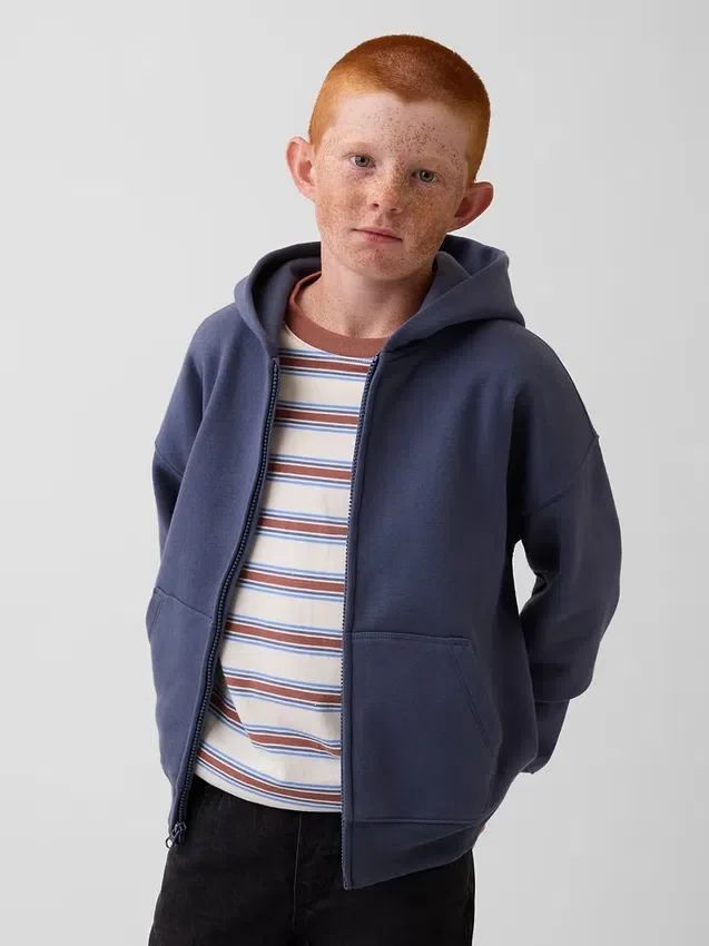 Felpa con cappuccio e zip per bambini Vintagesoft dal taglio comodo