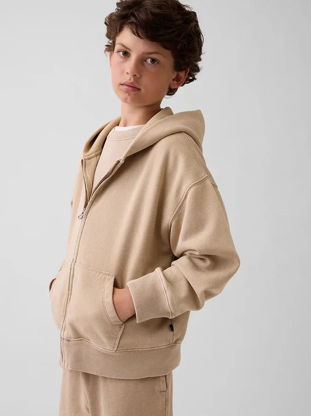 Felpa con cappuccio e zip per bambini Vintagesoft dal taglio comodo