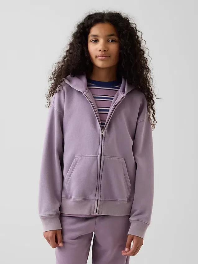 Felpa con cappuccio e zip per bambini Vintagesoft dal taglio comodo