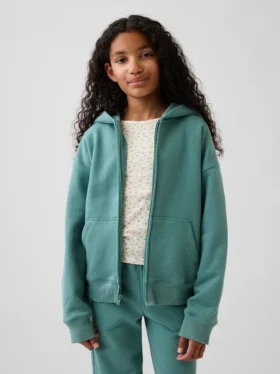 Felpa con cappuccio e zip per bambini Vintagesoft dal taglio comodo