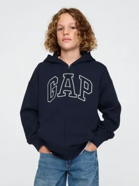 Felpa con cappuccio e zip per bambini Vintagesoft Logo