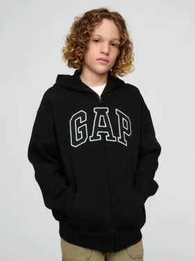 Felpa con cappuccio e zip per bambini Vintagesoft Logo