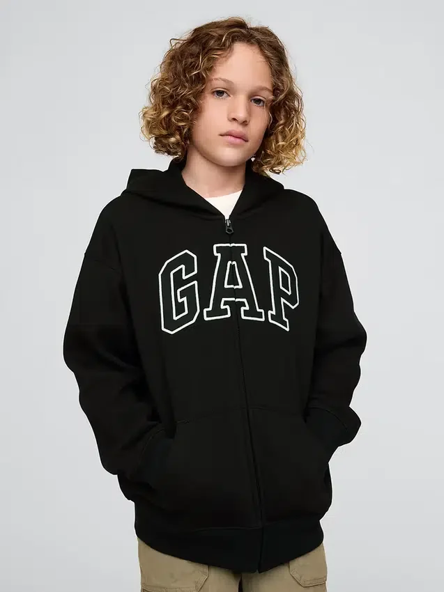 Felpa con cappuccio e zip per bambini Vintagesoft Logo