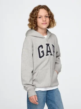Felpa con cappuccio e zip per bambini Vintagesoft Logo
