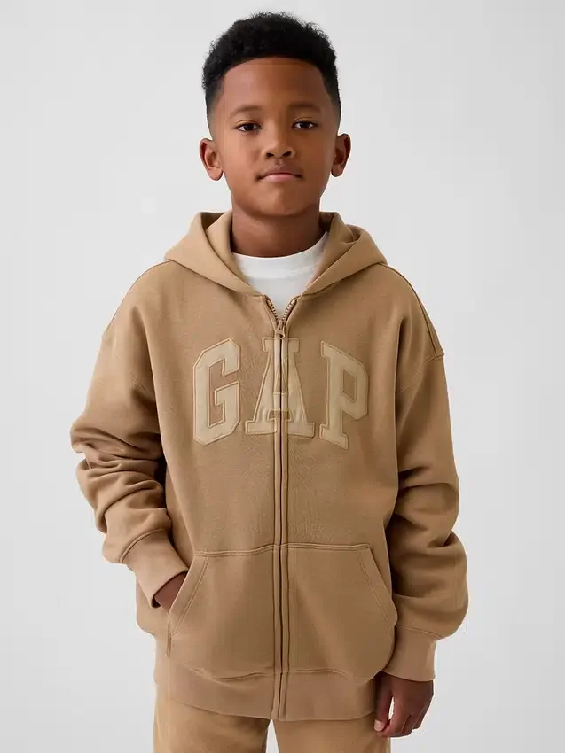 Felpa con cappuccio e zip per bambini Vintagesoft Logo