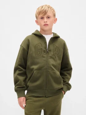 Felpa con cappuccio e zip per bambini Vintagesoft Logo