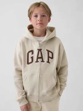 Felpa con cappuccio e zip per bambini Vintagesoft Logo