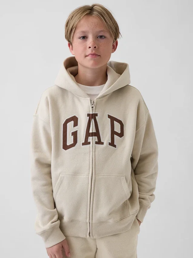 Felpa con cappuccio e zip per bambini Vintagesoft Logo