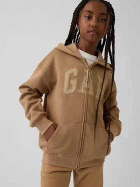 Felpa con cappuccio e zip per bambini Vintagesoft Logo