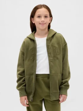 Felpa con cappuccio e zip per bambini Vintagesoft Logo