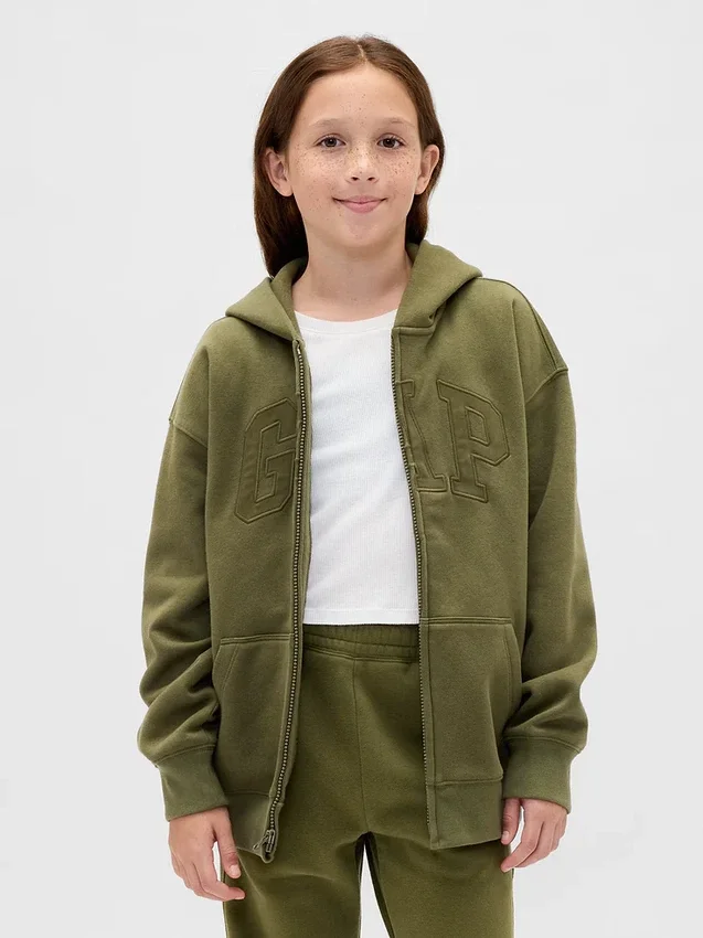 Felpa con cappuccio e zip per bambini Vintagesoft Logo