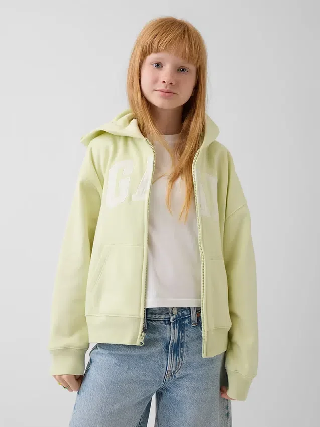 Felpa con cappuccio e zip per bambini Vintagesoft Logo