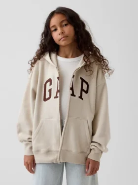 Felpa con cappuccio e zip per bambini Vintagesoft Logo