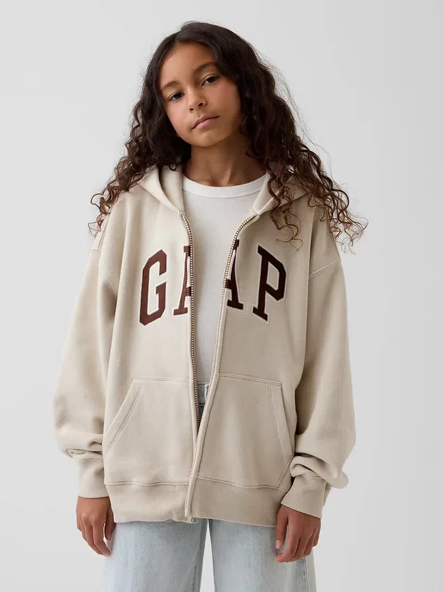 Felpa con cappuccio e zip per bambini Vintagesoft Logo