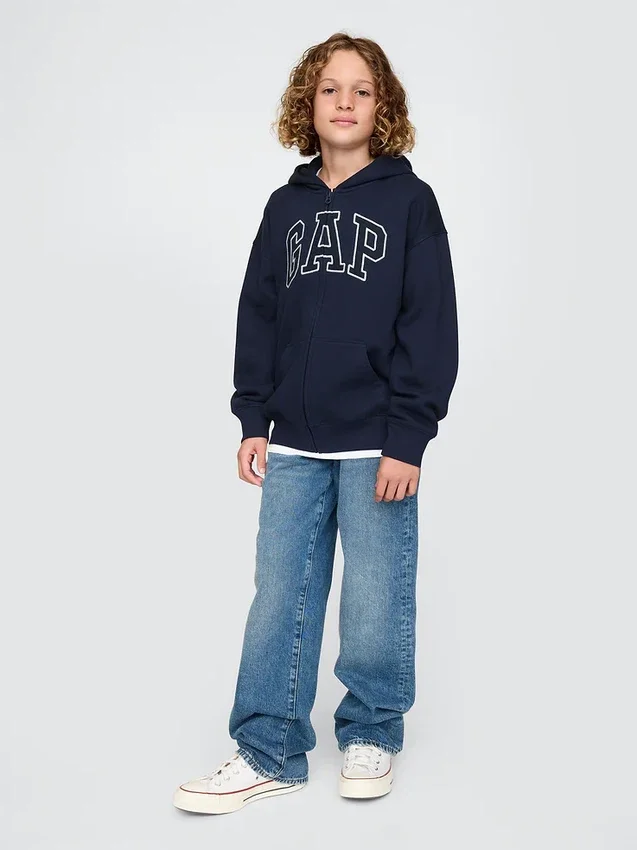 Felpa con cappuccio e zip per bambini Vintagesoft Logo