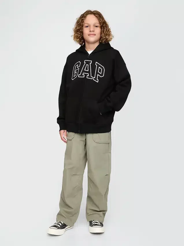 Felpa con cappuccio e zip per bambini Vintagesoft Logo