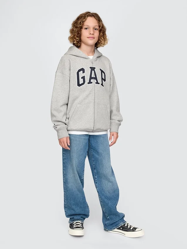 Felpa con cappuccio e zip per bambini Vintagesoft Logo