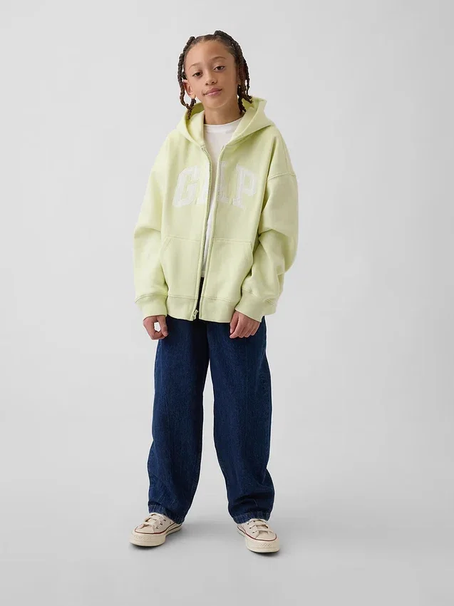 Felpa con cappuccio e zip per bambini Vintagesoft Logo