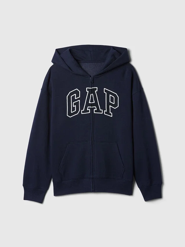 Felpa con cappuccio e zip per bambini Vintagesoft Logo