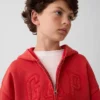 Felpa con cappuccio e zip per bambini Vintagesoft Relaxed Logo
