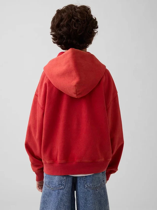 Felpa con cappuccio e zip per bambini Vintagesoft Relaxed Logo