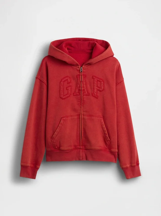 Felpa con cappuccio e zip per bambini Vintagesoft Relaxed Logo