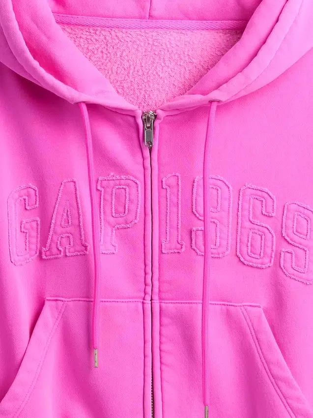 Felpa con cappuccio e zip Vintagesoft 1969 Logo